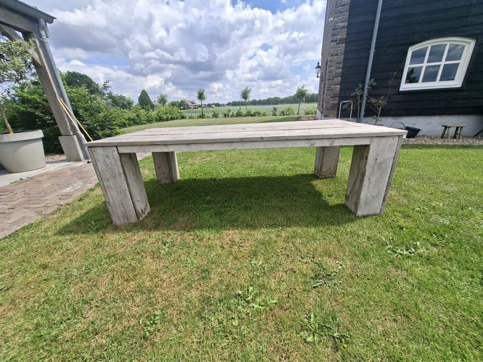 Robuuste steigerhouten tafel!, Ophalen of Verzenden, Rechthoekig, Hout