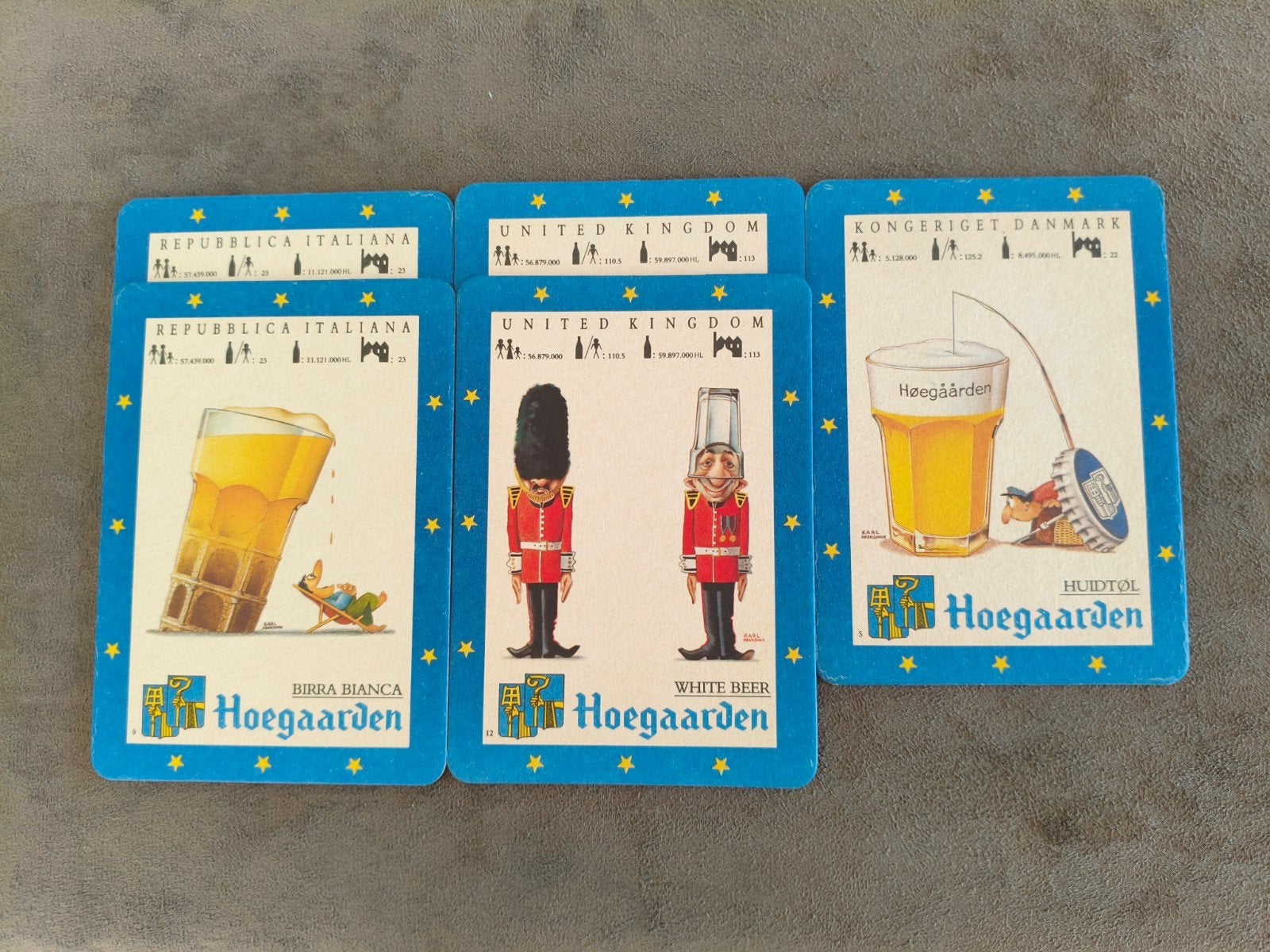 Hoegaarden bier viltjes / ansichtkaarten - set van 5, Ophalen of Verzenden, 1980 tot heden