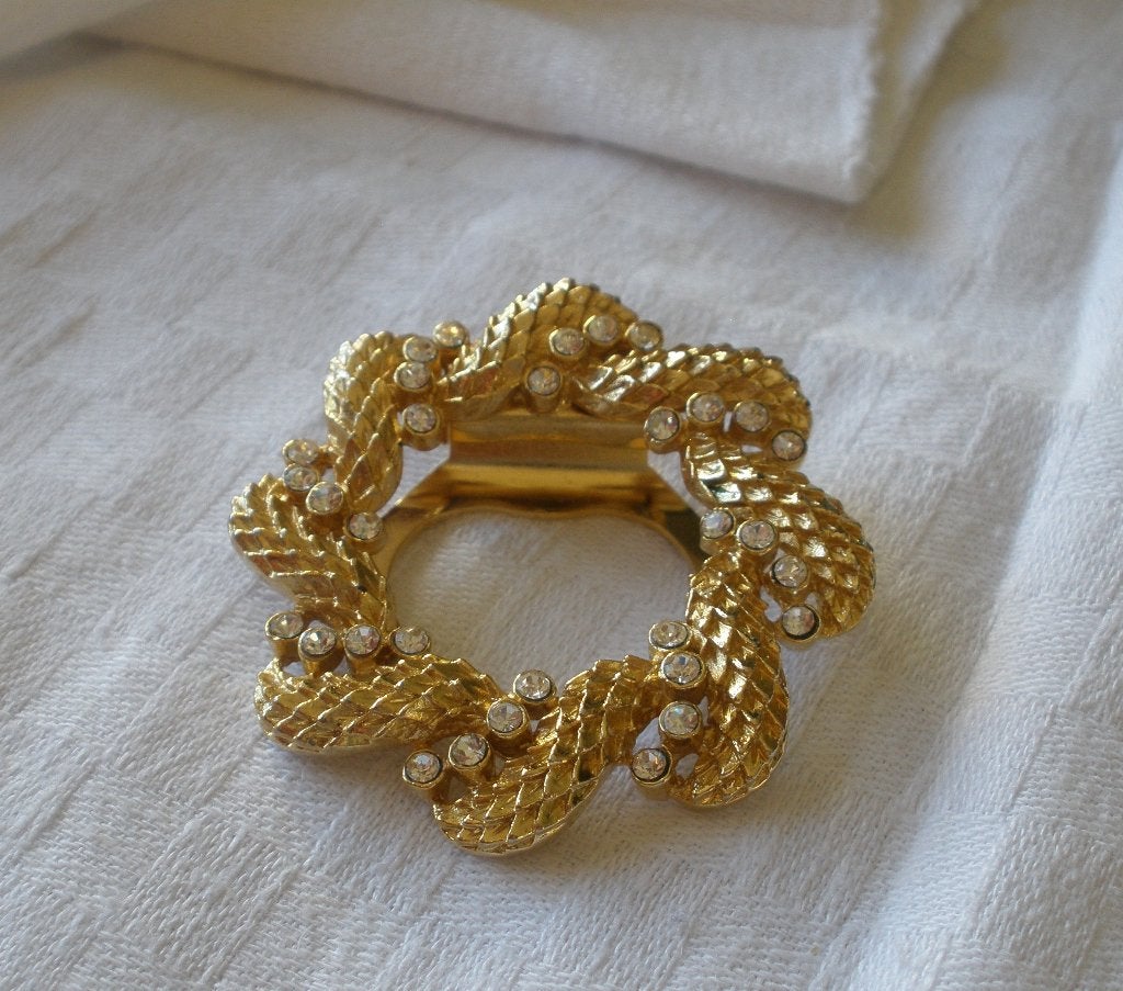 Vintage sjaal clip / klem goudkleur met glimmers, Overige materialen, 4 tot 7 cm, Ophalen of Verzenden, Zo goed als nieuw