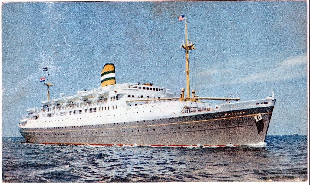 S.S. Maasdam Holland America Line 1952., Verzenden, Zo goed als nieuw, Motorboot, Kaart, Foto of Prent