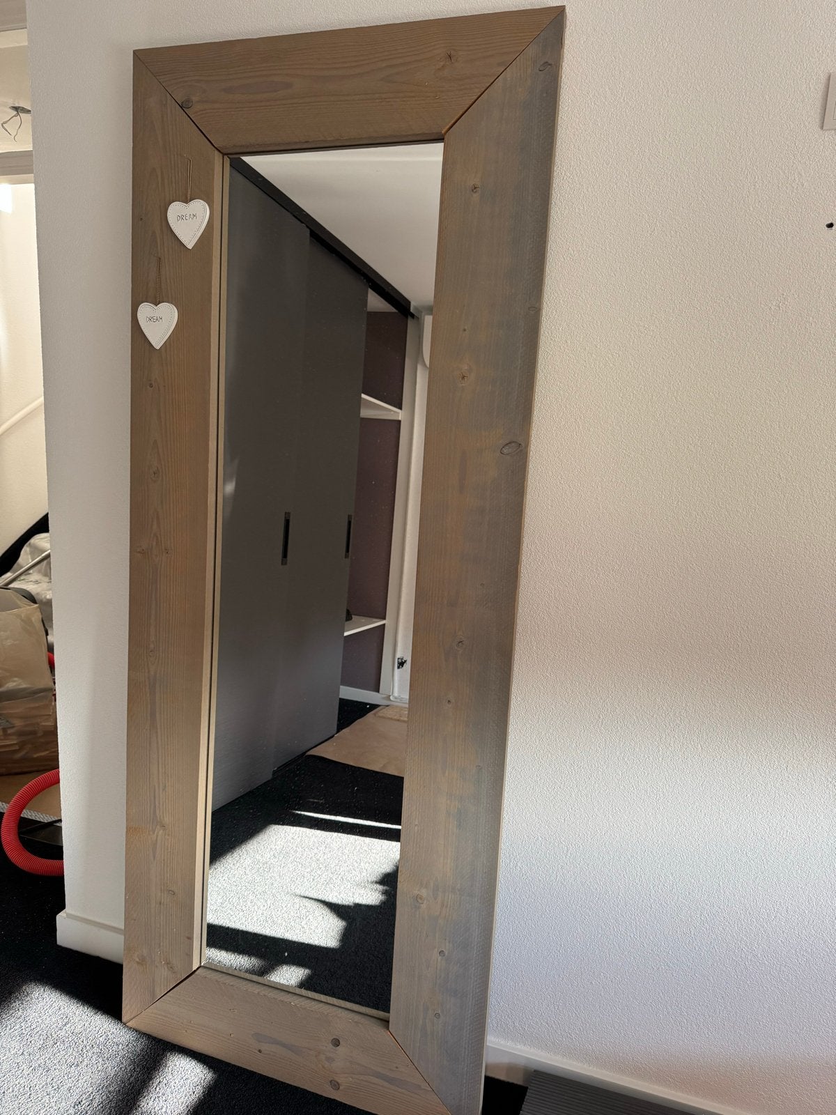 Grote spiegel steigerhout 208,5 x 84,5 cm, Huis en Inrichting, Woonaccessoires | Spiegels, Ophalen, Gebruikt, 200 cm of meer, 75 tot 100 cm