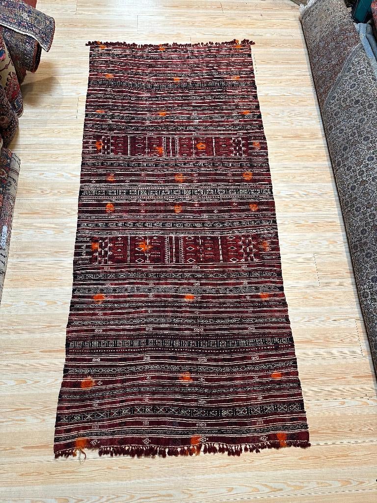 Marokkaanse loper Kilim ( Morocco Gilim ) 250 x 114 cm, Gebruikt, Wol, 200 cm of meer, Ophalen of Verzenden