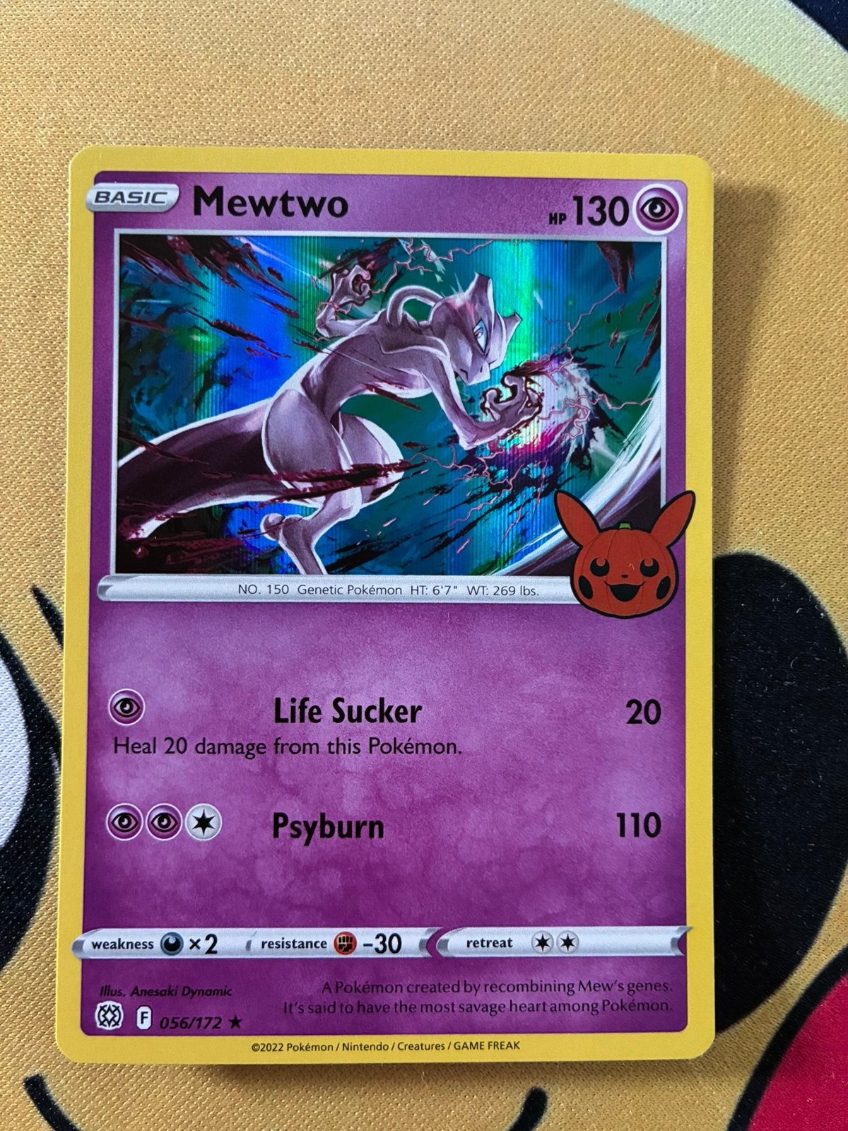 Mewtwo 056/172 – Trick or Trade – Pumpkin Stamp Holo, Ophalen of Verzenden, Zo goed als nieuw