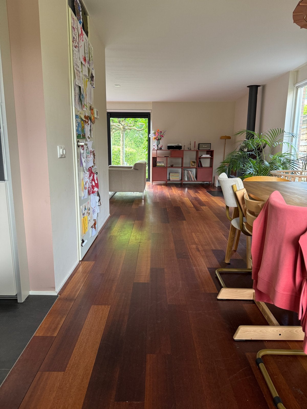 Kempas tropisch hardhout vloerdelen, ca. 50m2, Ophalen, Gebruikt, Vloerdelen of -planken, 10 m² of meer