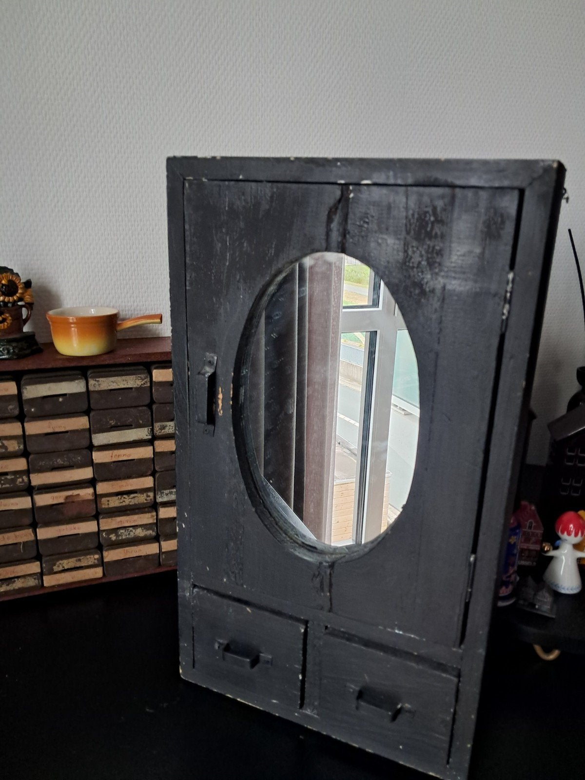 Vintage Houten Spiegel Kastje, Ophalen