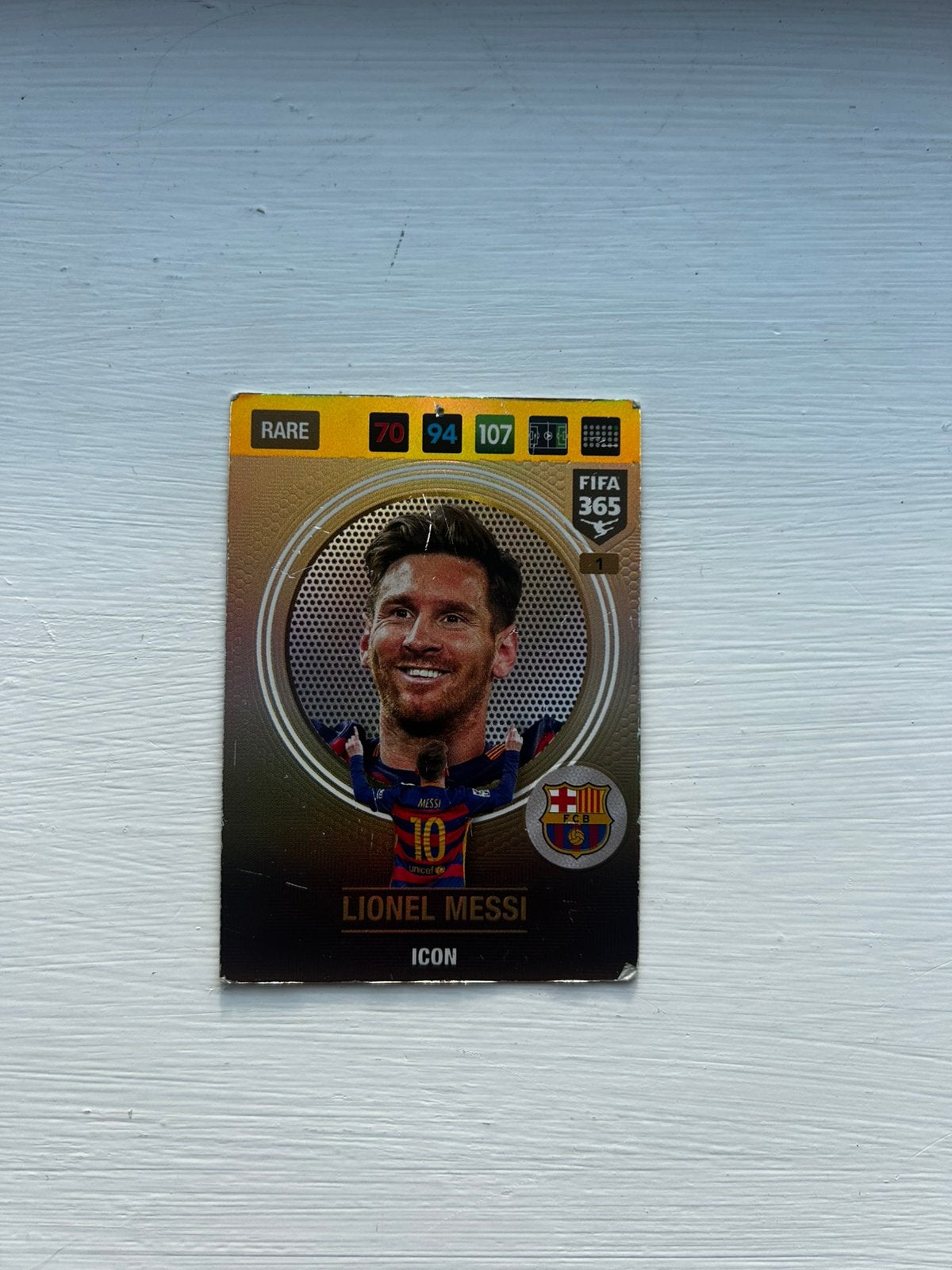 Rare Panini 365 fifa kaart - Messi, Ophalen of Verzenden, Zo goed als nieuw, Buitenlandse clubs, Poster, Plaatje of Sticker