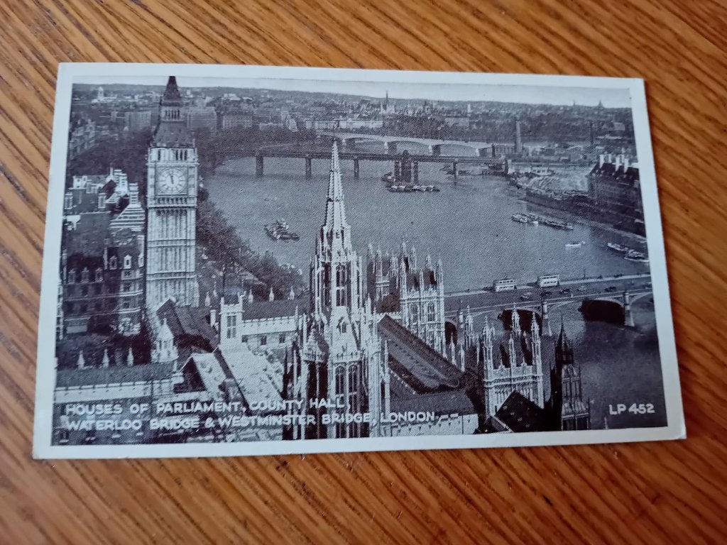 Londen kaart 1952 Houses of Parliament,County Hall,Waterloo, Ophalen of Verzenden, Voor 1920, Gelopen, Frankrijk