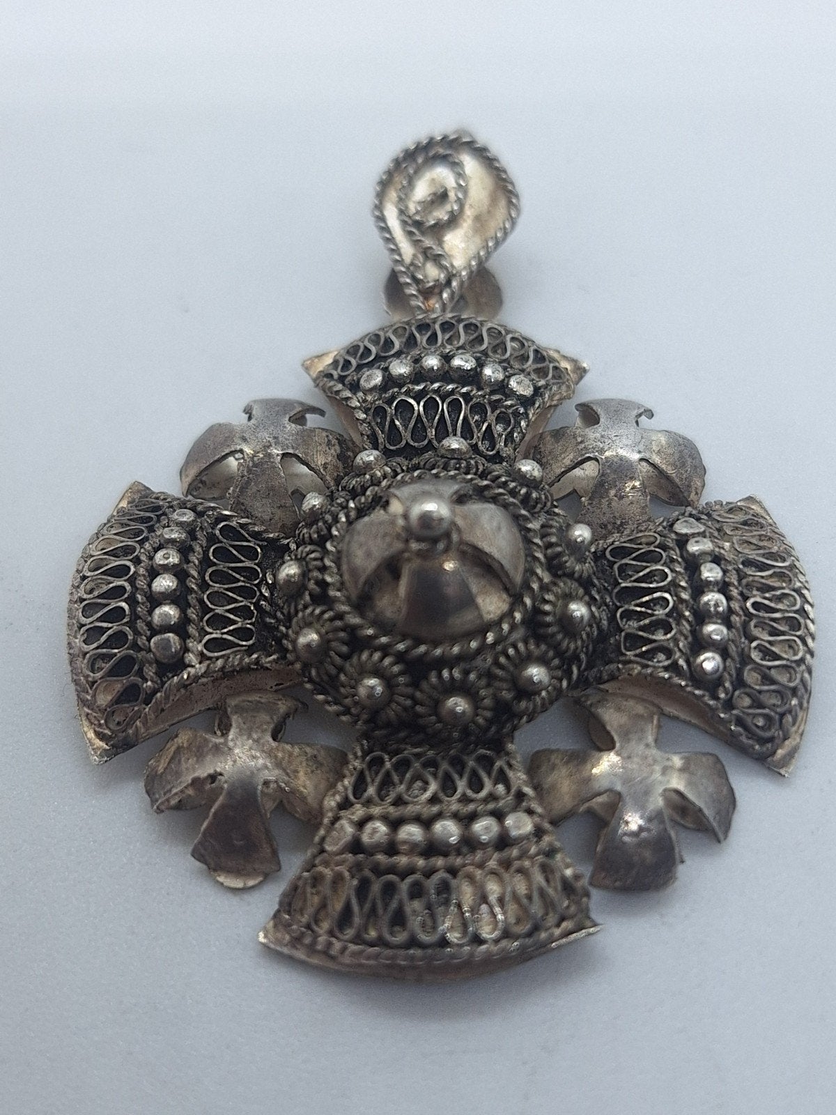 Jeruzalem Kruis Hanger - Bijna Puur Zilver (900), Ophalen of Verzenden, Overige typen, Jodendom