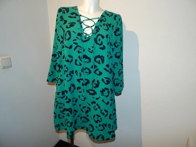Essentiel Antwerp appel groene jurk animal print koort M, Kleding | Dames, Maat 38/40 (M), Verzenden, Zo goed als nieuw, Groen