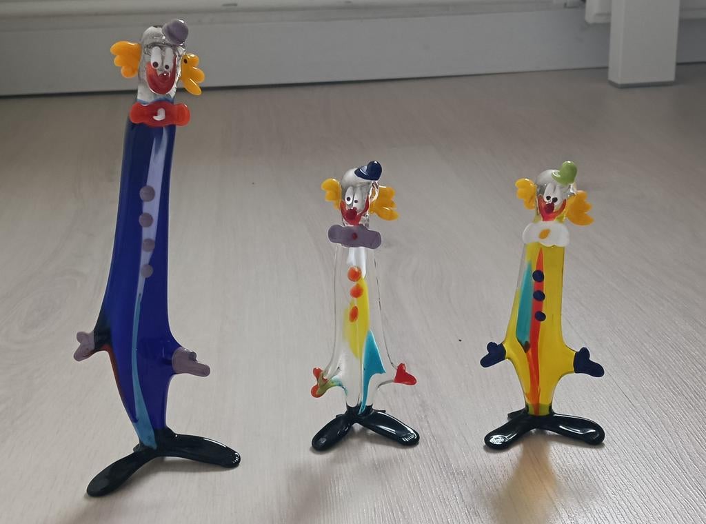 Set van 3 glazen geblazen Murano clowns, Ophalen of Verzenden