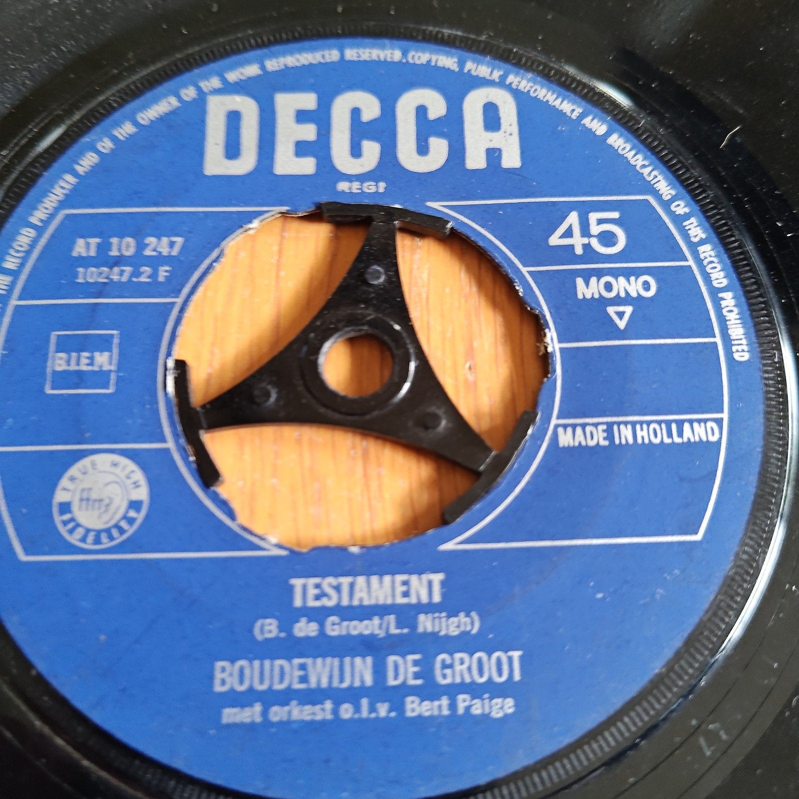 Boudewijn de Groot - Testament (EP, Mono, Decca), Cd's en Dvd's, Gebruikt, 7 inch, Ophalen of Verzenden, EP