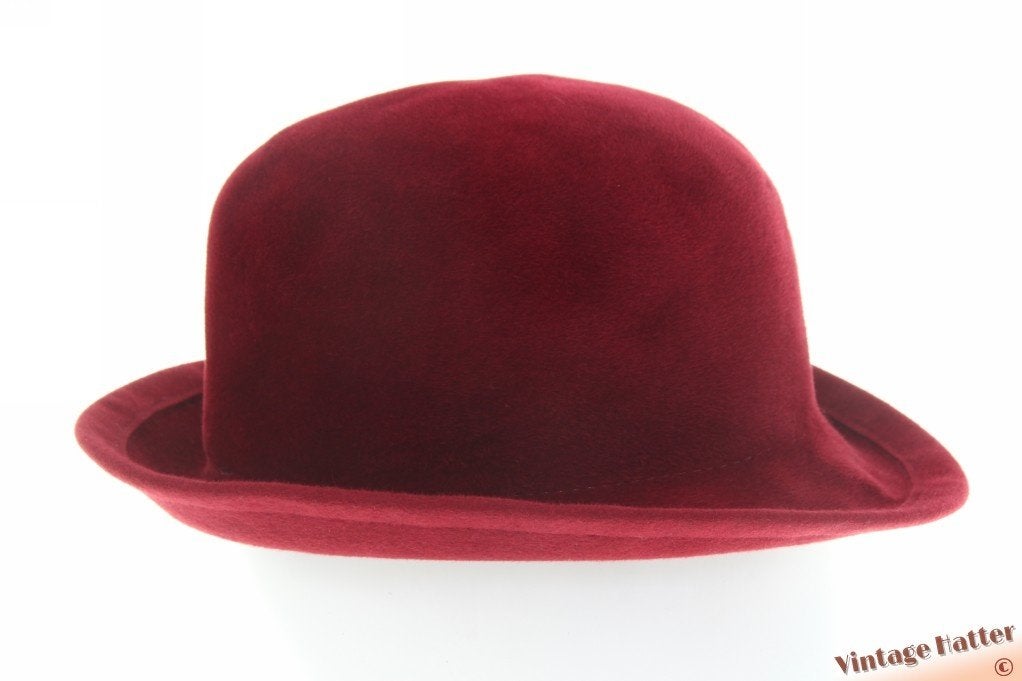 vintage Dameshoed HTB bordeaux rood velour 57, HTB, 56 of 57 cm (M, 7 of 7⅛ inch), Hoed, Ophalen of Verzenden