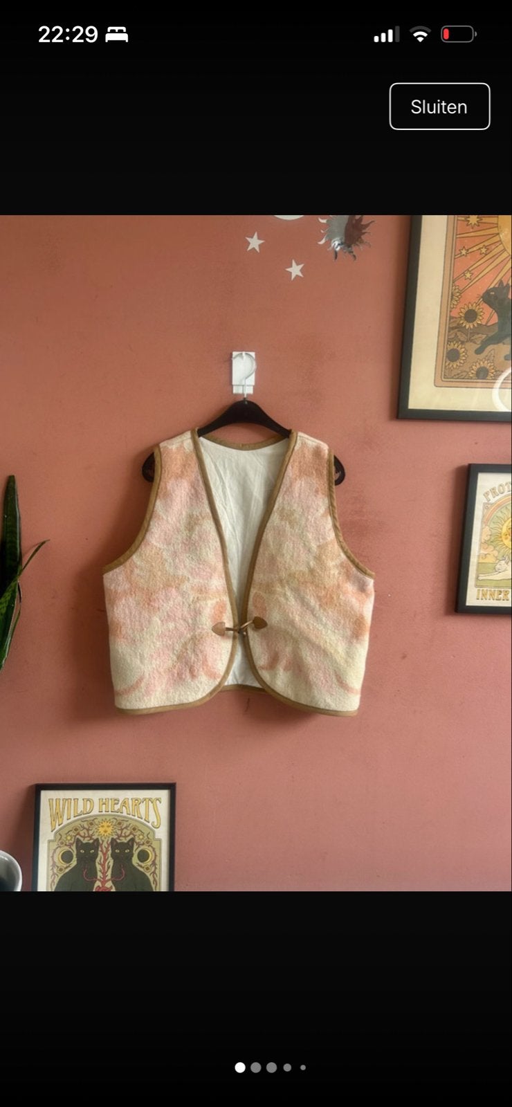 Handgemaakt oversized gilet (L/XL) van vintage wollen deken, Ophalen of Verzenden, Zo goed als nieuw, Maat 38/40 (M), Roze