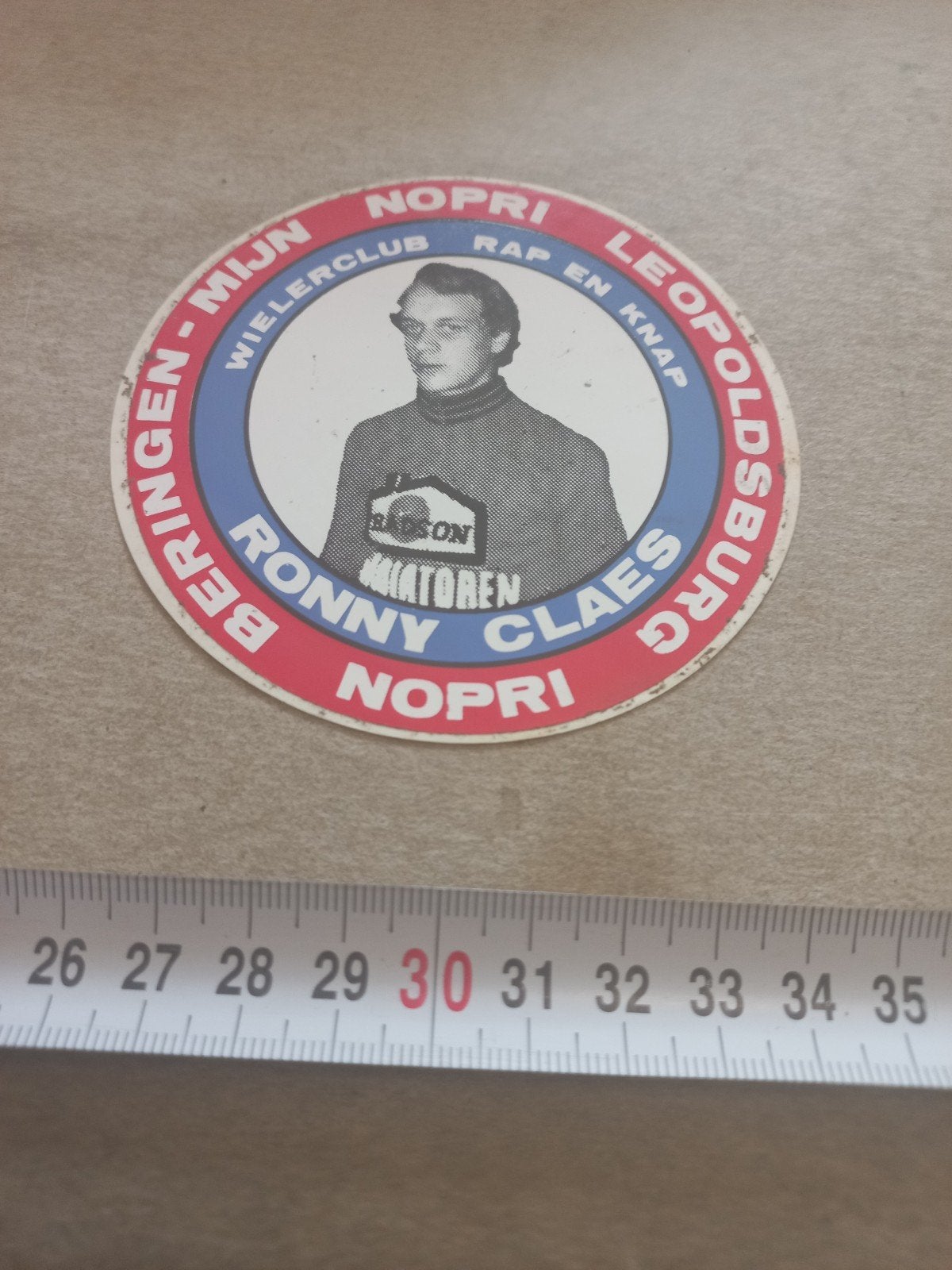 Vintage Wielerclub Sticker Ronny Claes Beringen Leopoldsburg, Verzamelen, Ophalen of Verzenden
