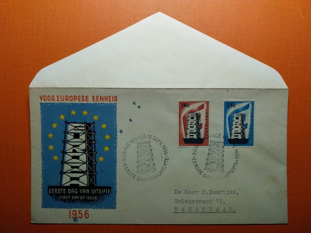 1956 fc Europa met druktoevalligheden, Verzenden, Beschreven, Nederland
