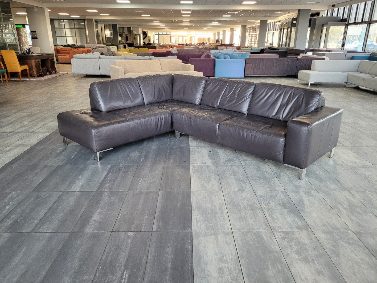 ✅️️️️ GEREINIGD 100% leder MONTEL hoekbank 305x195 | BEZORGE, Stof, Hoekbank, 300 cm of meer, Ophalen of Verzenden