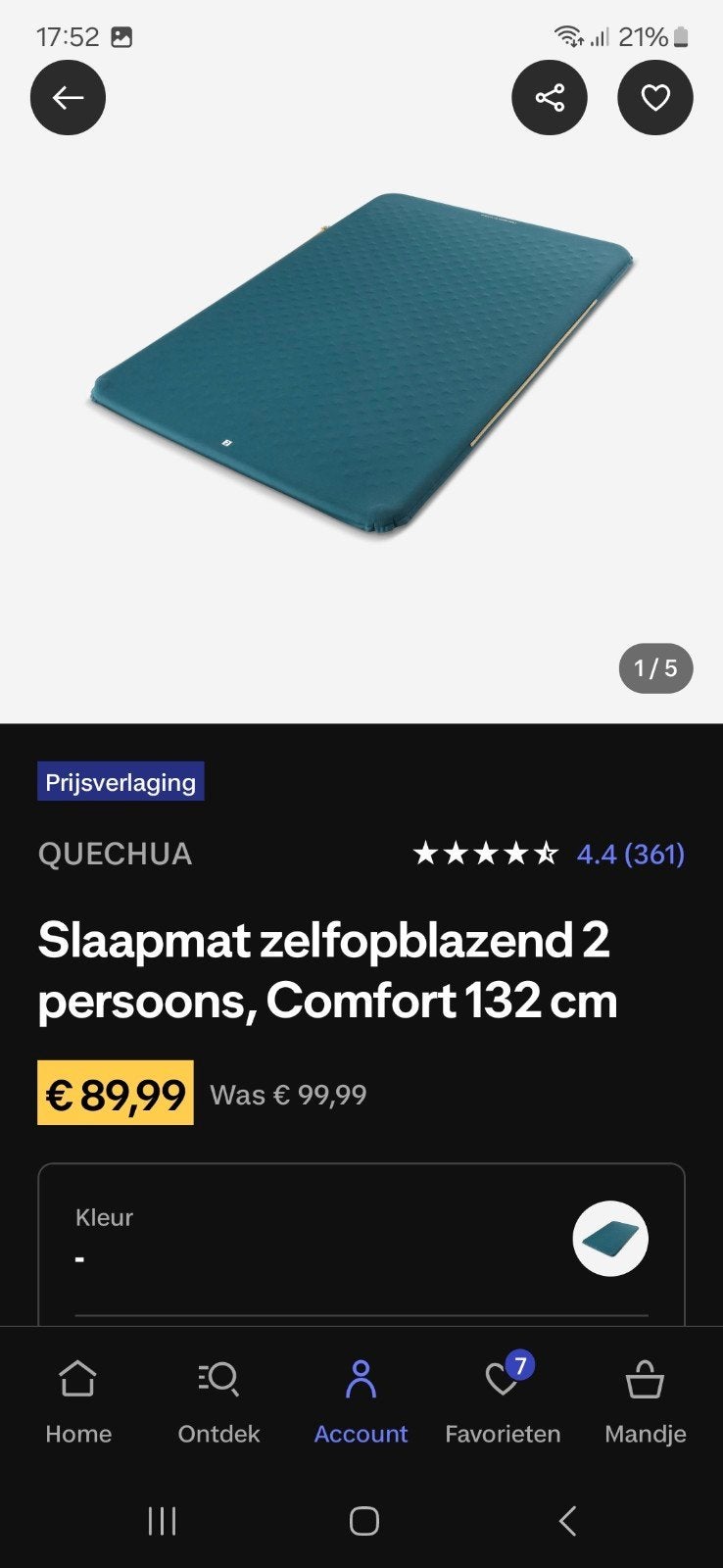 QUECHUA Zelfopblaasbaar slaapmat 2-persoons Comfort 132 cm, Caravans en Kamperen, Luchtbedden, Ophalen of Verzenden, Zo goed als nieuw