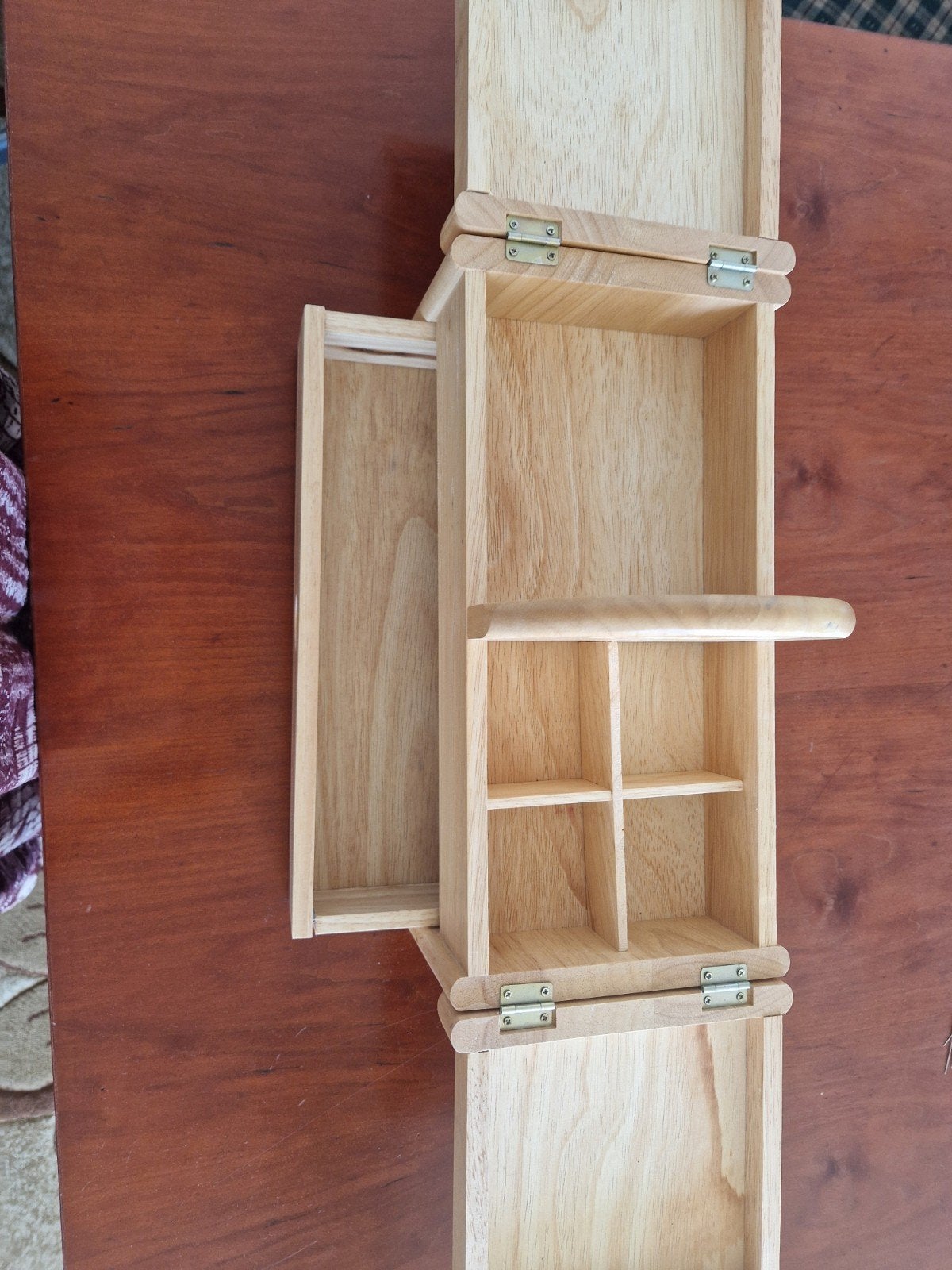 Houten sieraden- of breidoos met bloemenstof, Ophalen, Zo goed als nieuw