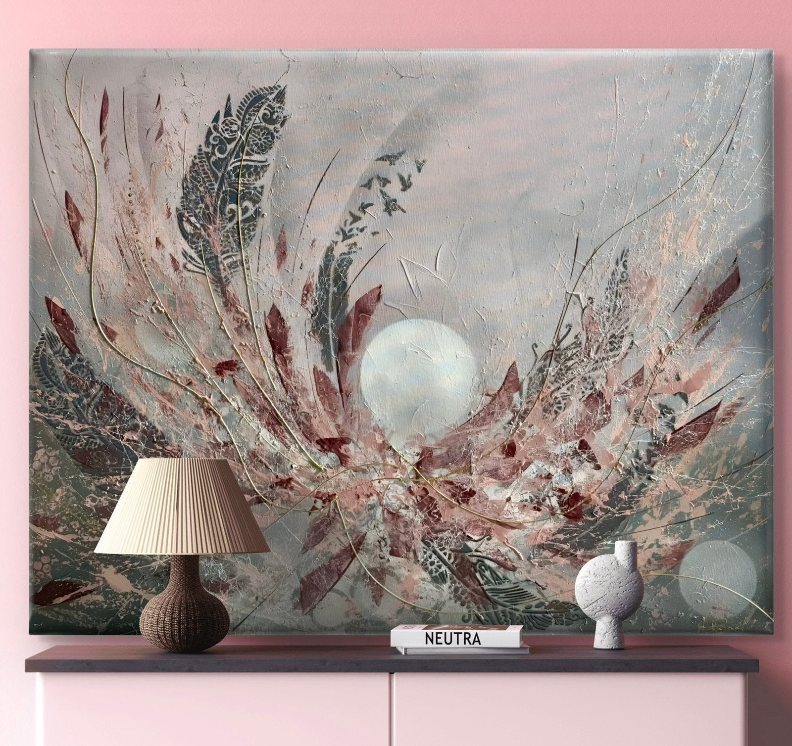 Abstract schilderij 70 x 90 cm., Oorspronkelijke maker, Nieuw, Ophalen of Verzenden, Schilderij