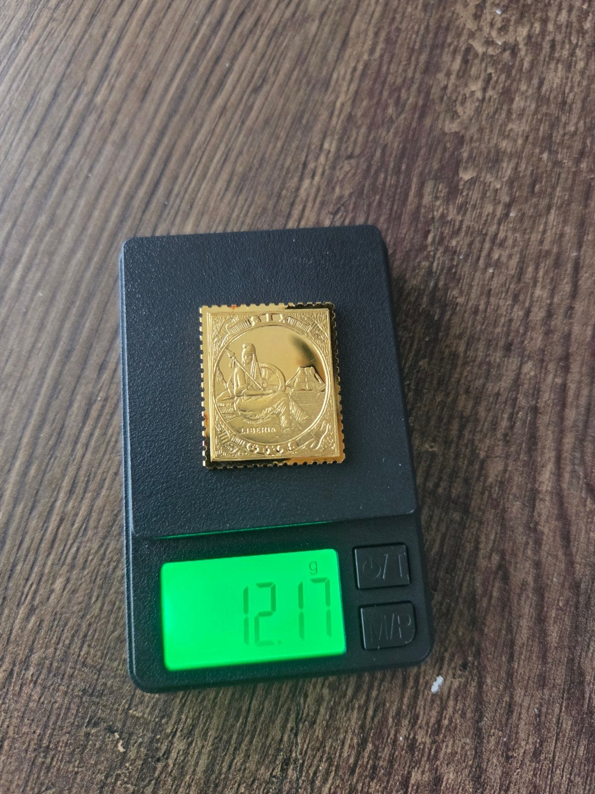 Liberia .925 zilver 24 karaat goud verguld 6 cents 1860, Ophalen of Verzenden, Goud