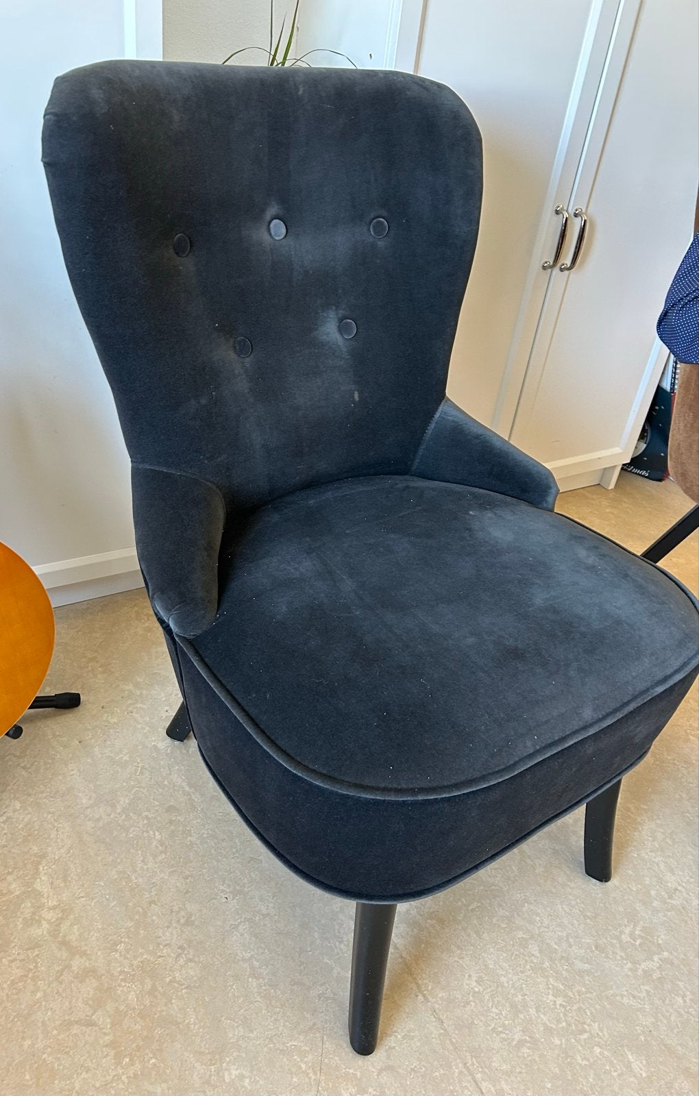 Zgan IKEA Remsta Fauteuil - Donker Grijs/Blauw Fluweel, Ophalen, Minder dan 75 cm, Zo goed als nieuw, Stof