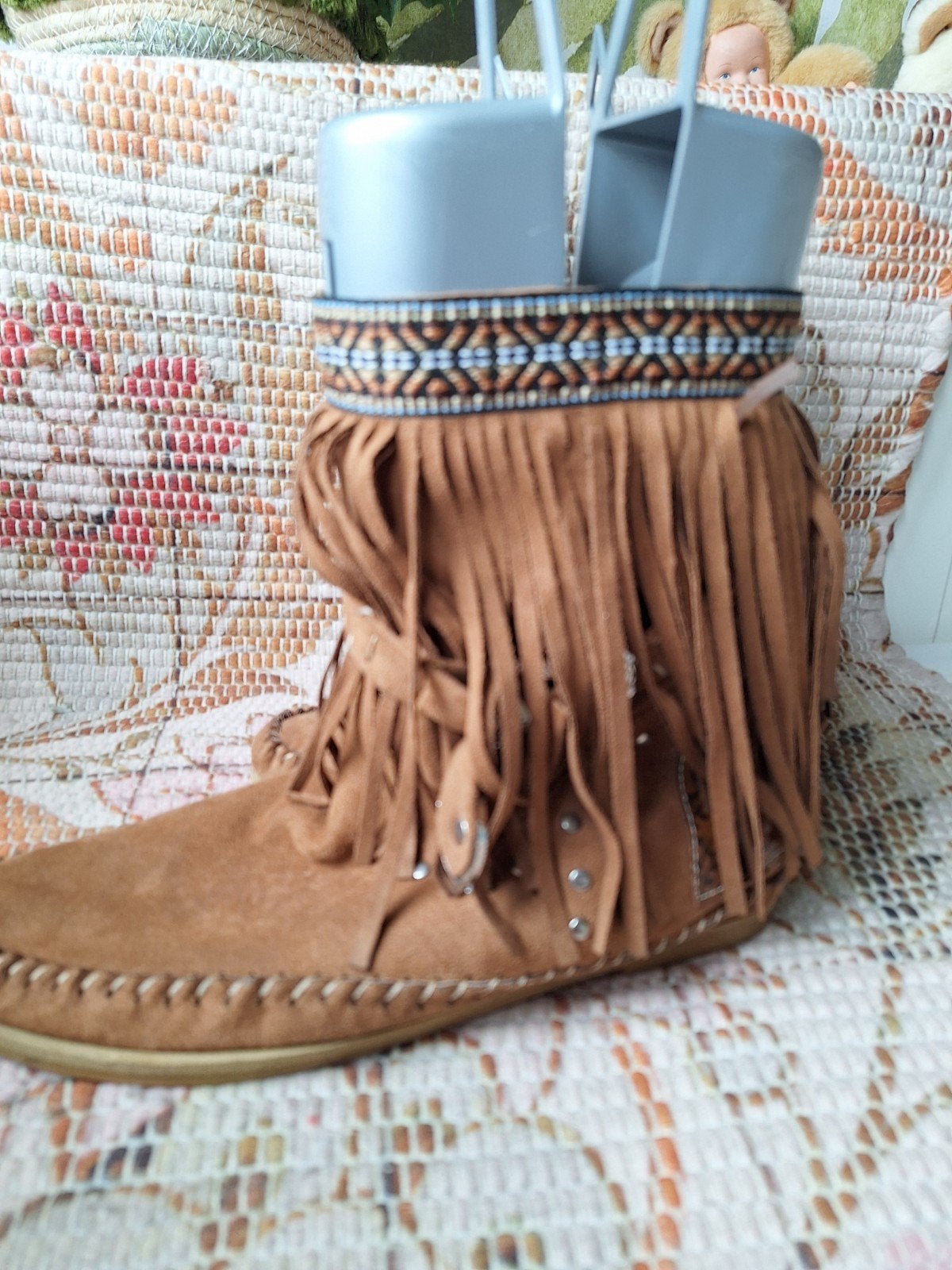 Laarzen maat 39 ibiza boho style franjes, Ophalen of Verzenden, Gedragen, Bruin, Lage of Enkellaarzen
