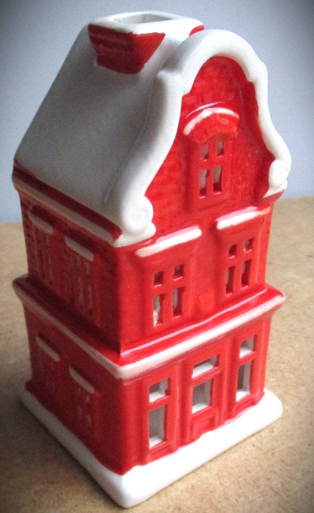 Waxinelicht Huisje Utrecht nr 5~Waxinelichthouder~Rood, Waxinelichthouder, Nieuw, Ophalen of Verzenden, Steen/keramiek