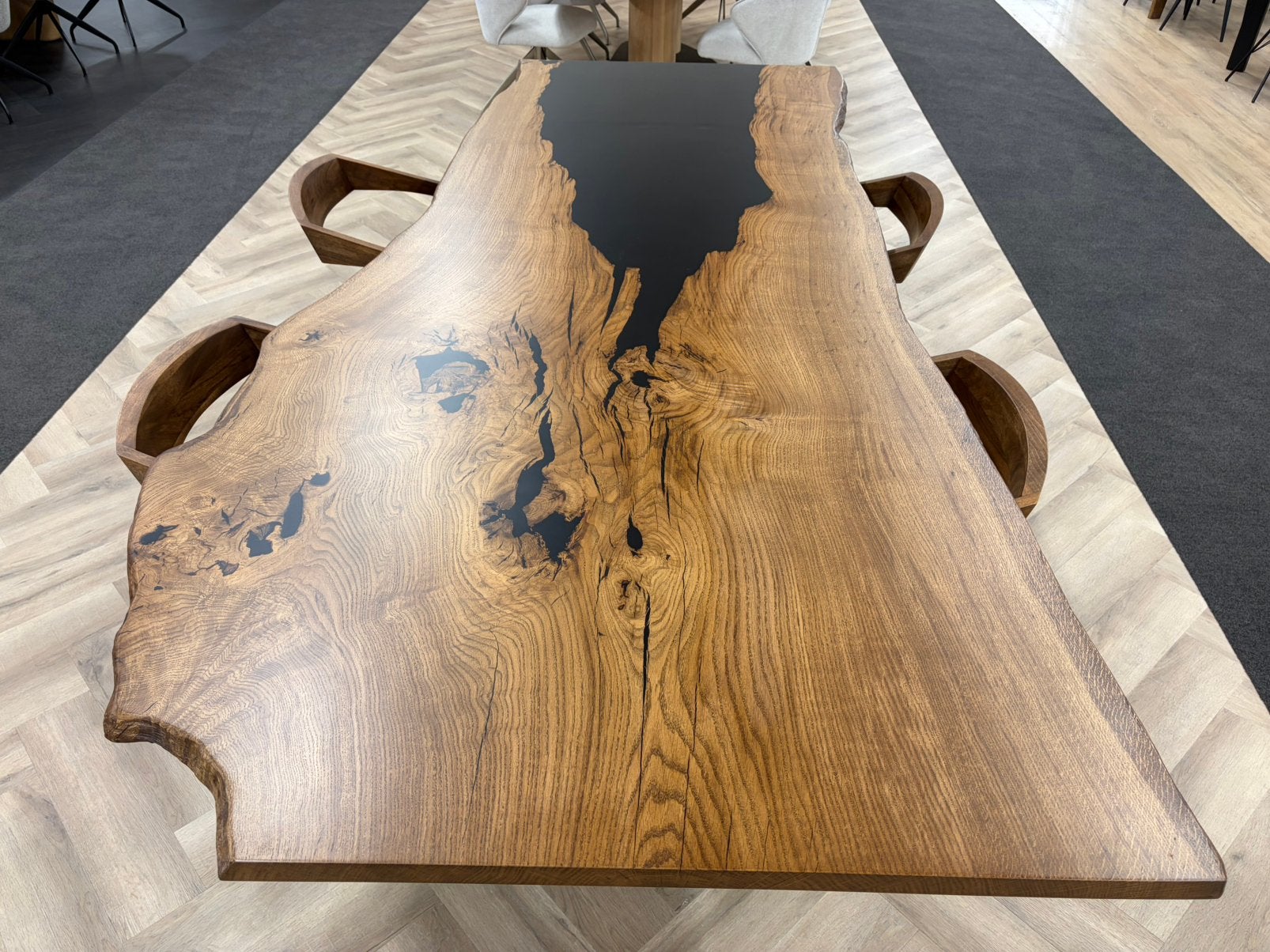 Unieke eiken boomstamtafel – 300  120 cm, Ophalen, 100 tot 150 cm, Eikenhout, Vijf personen of meer