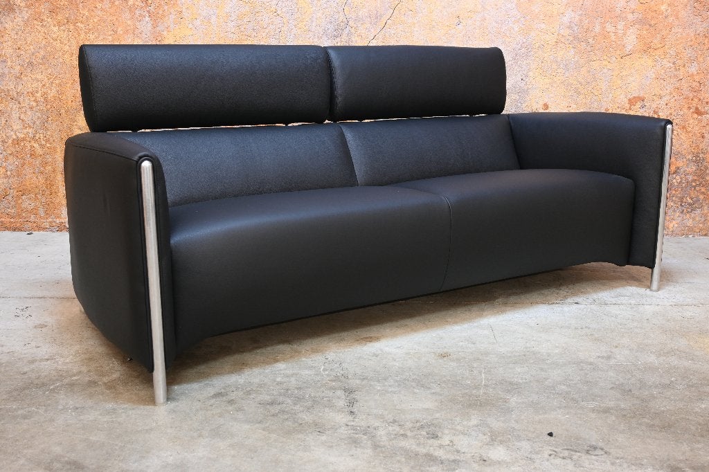 NIEUW beklede zwarte leren Leolux Goncharov design bank, Leolux gelderland harvink rolf benz jori design on stock montis, Leolux