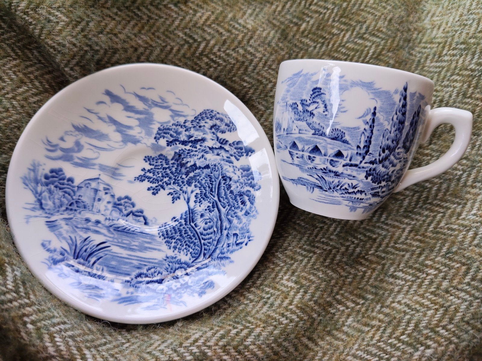 Vintage Enoch Wedgwood "Countryside" kop en schotel, Ophalen of Verzenden