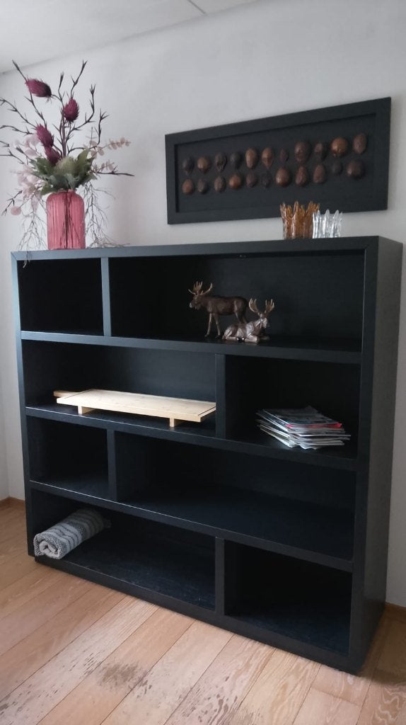 Roomdivider / Open Zwarte Kast BKS massief eiken zgan, Ophalen, Zo goed als nieuw