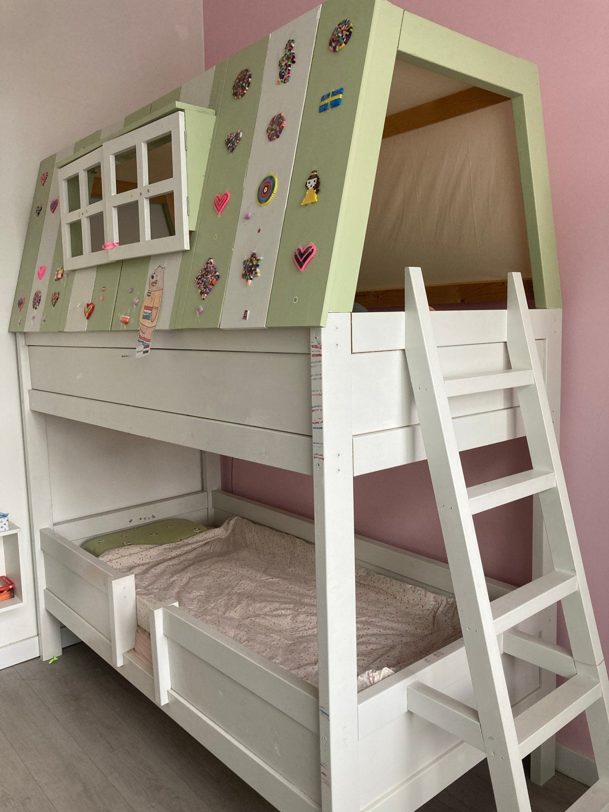 Stapelbed met matras, 200x90cm, hoogte 230cm, Ophalen, Gebruikt, 90 cm, Tweepersoons