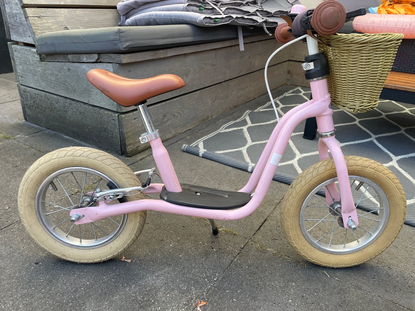 Puky XL Starter Loopfiets 12 inch - Roze met Mandje, Ophalen, Gebruikt, Velgrem, Minder dan 16 inch