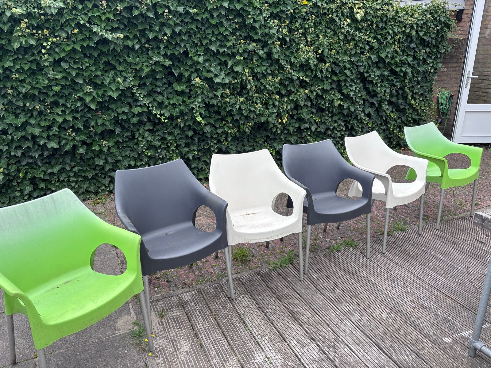 Gratis af te halen !! 6 Tuinstoelen, Tuin en Terras, Tuinstoelen, Ophalen, Gebruikt, Kunststof