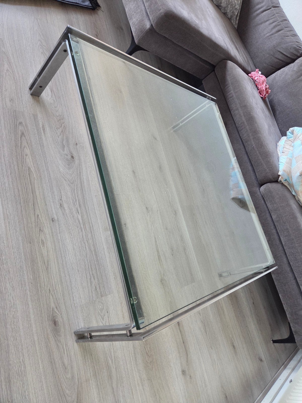 Metaform M1 Salontafel 105x100- Design Glas/Metaal, Huis en Inrichting, Tafels | Salontafels, Gebruikt, 50 tot 100 cm, 50 tot 100 cm