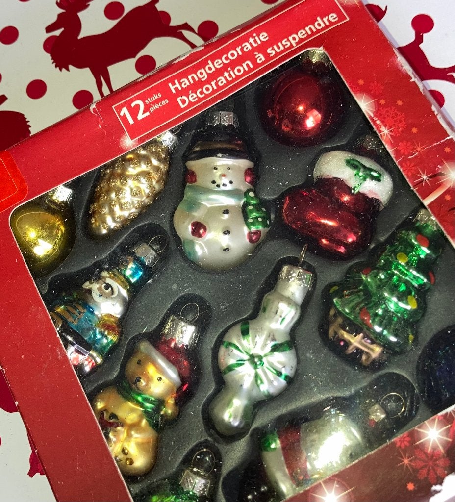 Vintage kerstbal ornament in doosje nr 36, Ophalen of Verzenden, Gebruikt