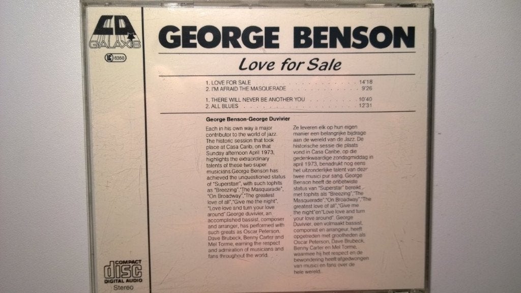 George Benson - Love For Sale, Cd's en Dvd's, Cd's | Jazz en Blues, Ophalen of Verzenden, Zo goed als nieuw, Blues, Album