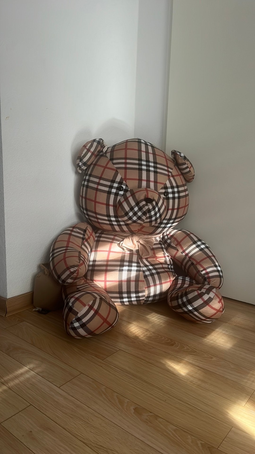 Grote geruite teddybeer - Zo goed als nieuw, Ophalen, Beer, Zo goed als nieuw, Middelgroot (20 tot 80 cm)