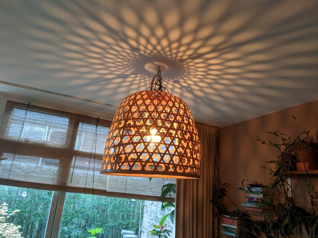 Rotan Lampenkap Plafond - Ø 65 cm, H 75 cm, Ophalen, Overige materialen, Gebruikt, Boho, Rotan, Natuurlijk