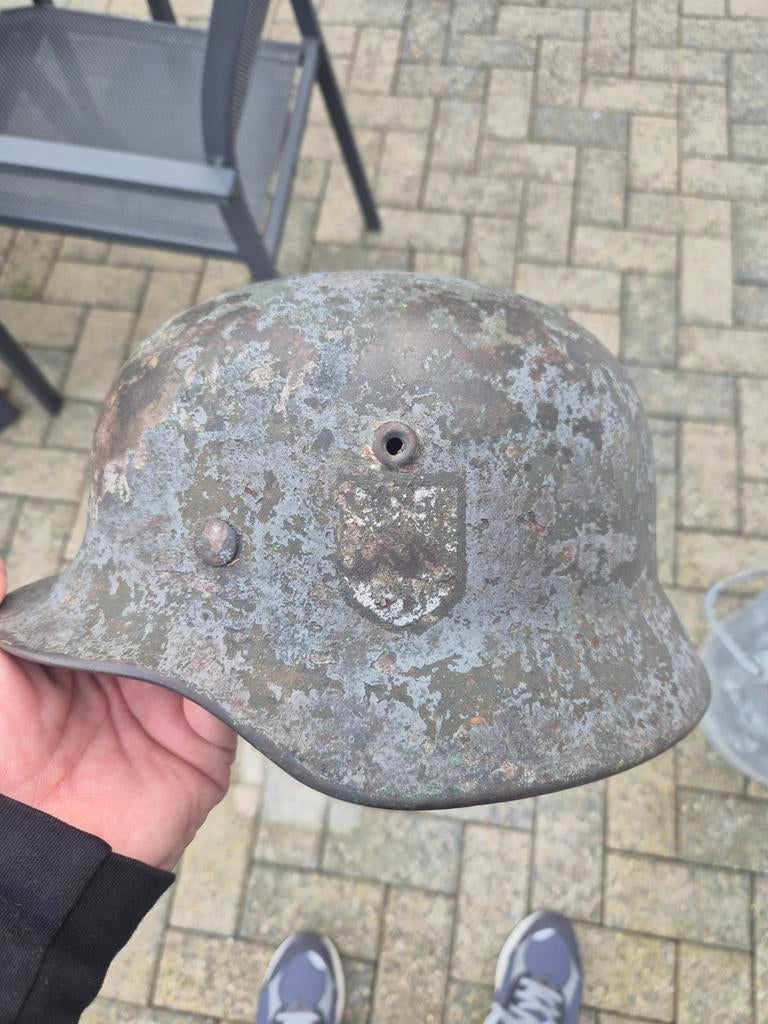 Org M40 SD camouflage helm  ( zie foto's ), Ophalen of Verzenden, Landmacht, Duitsland, Helm of Baret
