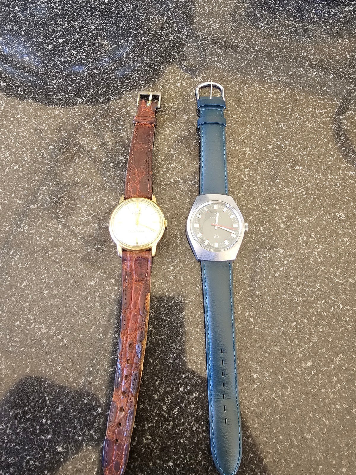 Herenhorloges: Certina Club 2000 (1975) & Rodania 17 Jewels, Ophalen of Verzenden, Goud, Overige merken, 1960 of later
