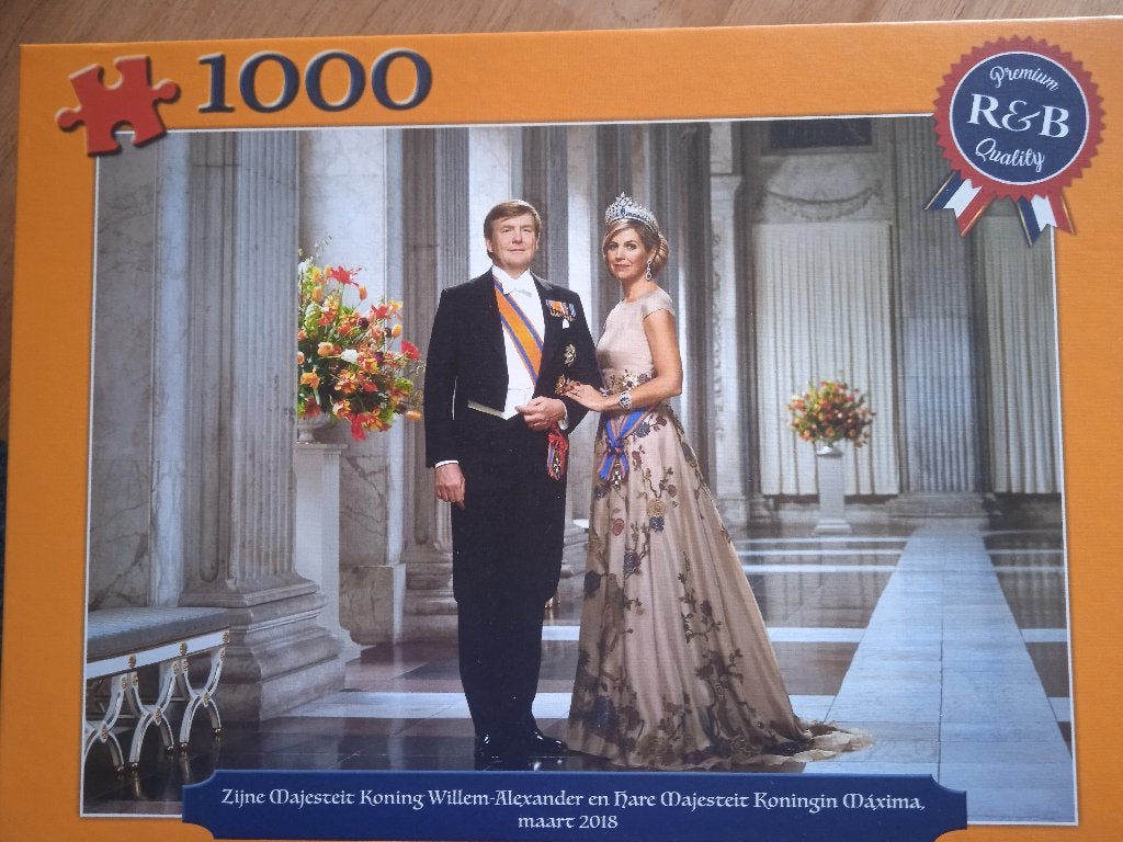 Puzzel 1000 stukjes: Willem en Maxima 2018, Ophalen of Verzenden, 500 t/m 1500 stukjes, Gebruikt, Legpuzzel