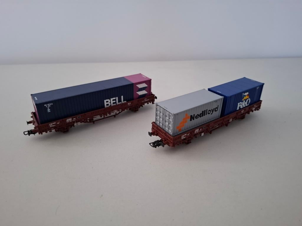 Rivarossi H0 HR6122 Container wagen set 2 delig van de NS, Overige merken, Gelijkstroom, Ophalen of Verzenden, NS