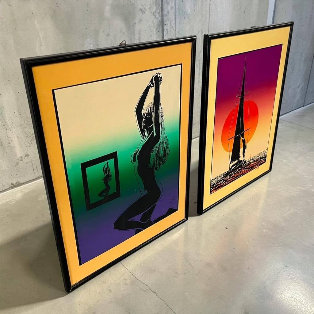 Set van 2 vintage pop art posters jaren 80, Antiek en Kunst, Ophalen