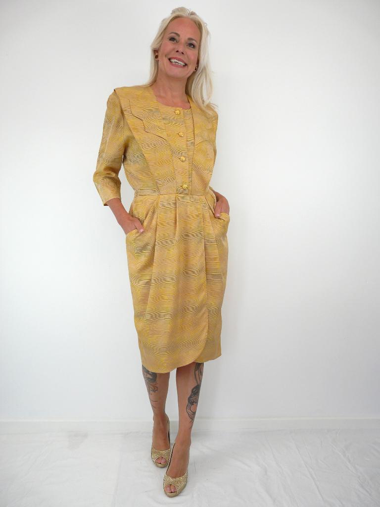 *Abfab Vintage Okergele Jurk uit Finland 38*, Kleding | Dames, Maat 38/40 (M), Geel, Ophalen of Verzenden, Zo goed als nieuw
