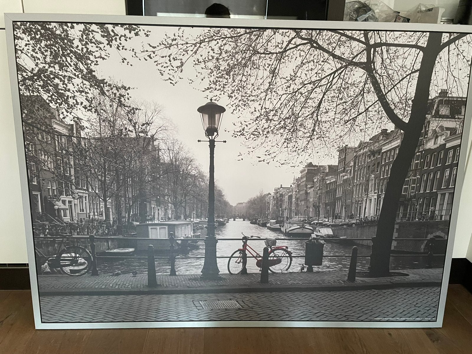 Amsterdamse gracht in lijst 1.50x1 meter gelamineerd, Ophalen of Verzenden