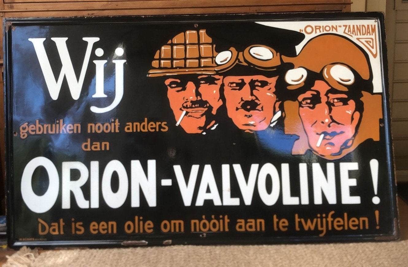 Oud emaille reclamebord Orion zaandam, Ophalen, Gebruikt, Reclamebord