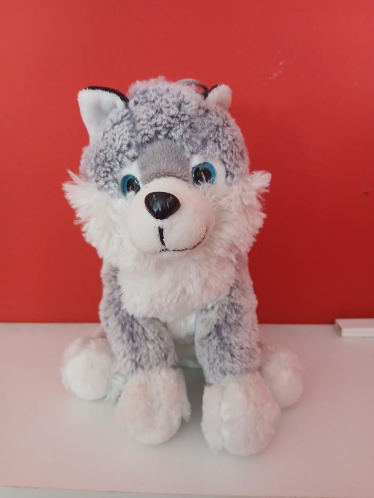 Knuffel hond / husky - nicky toy, Ophalen of Verzenden, Zo goed als nieuw, Hond