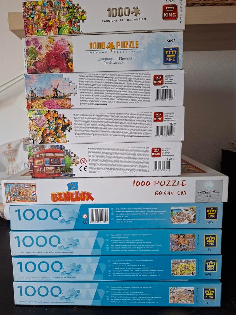 10  comic legpuzzels 1000 stukjes, Ophalen of Verzenden, 500 t/m 1500 stukjes