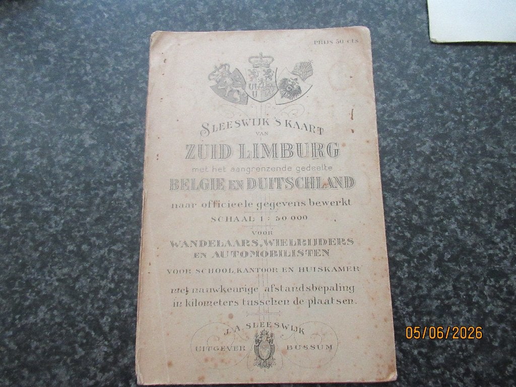 ANTIEKE SLEESWIJK KAART VAN ZUID- LIMBURG-CA1926, Gelezen, Ophalen of Verzenden, Landkaart, 1800 tot 2000
